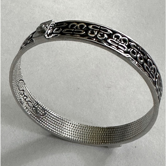 COACH || Chrome & Black Monogram Bangle Bracelet - Picture 7 of 11